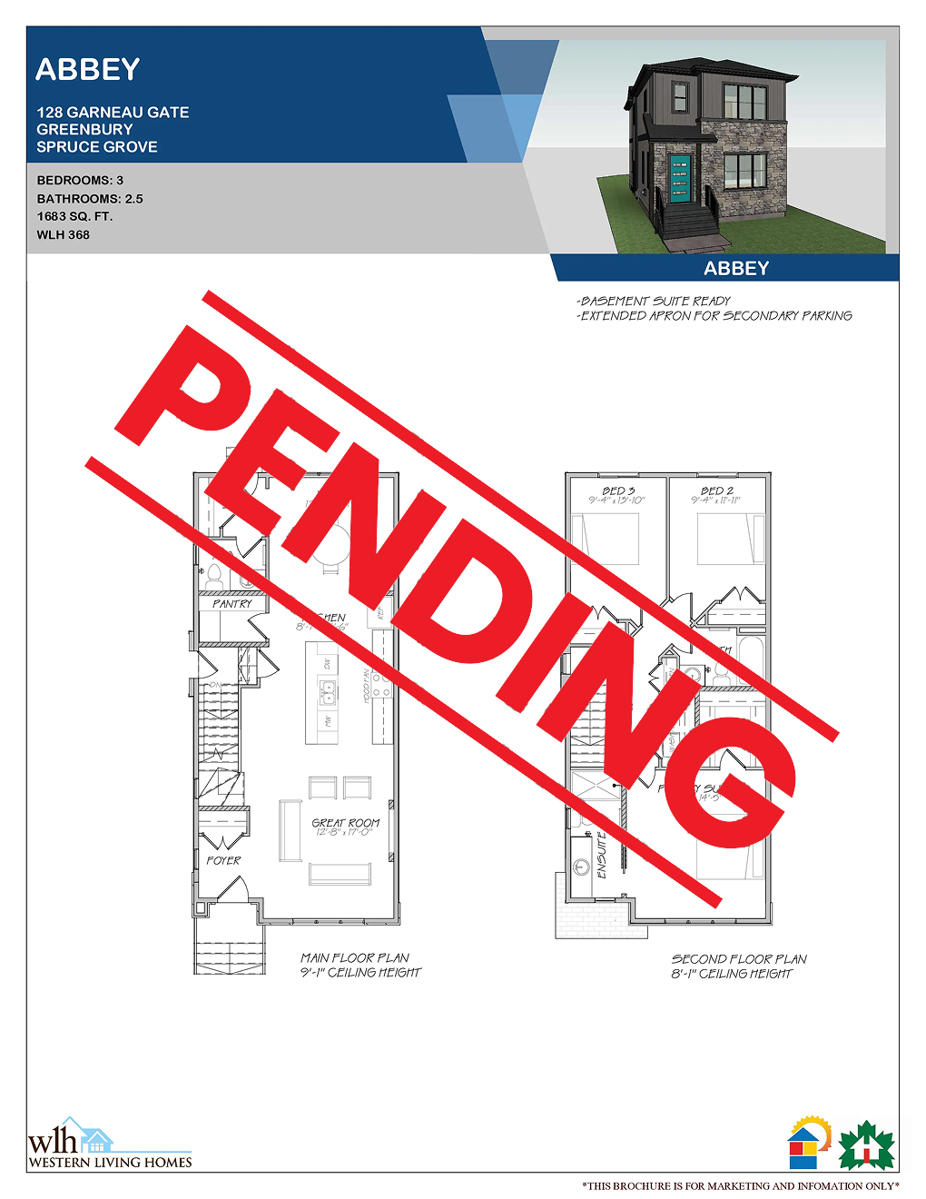 Abbey floor plan and 3D elevation