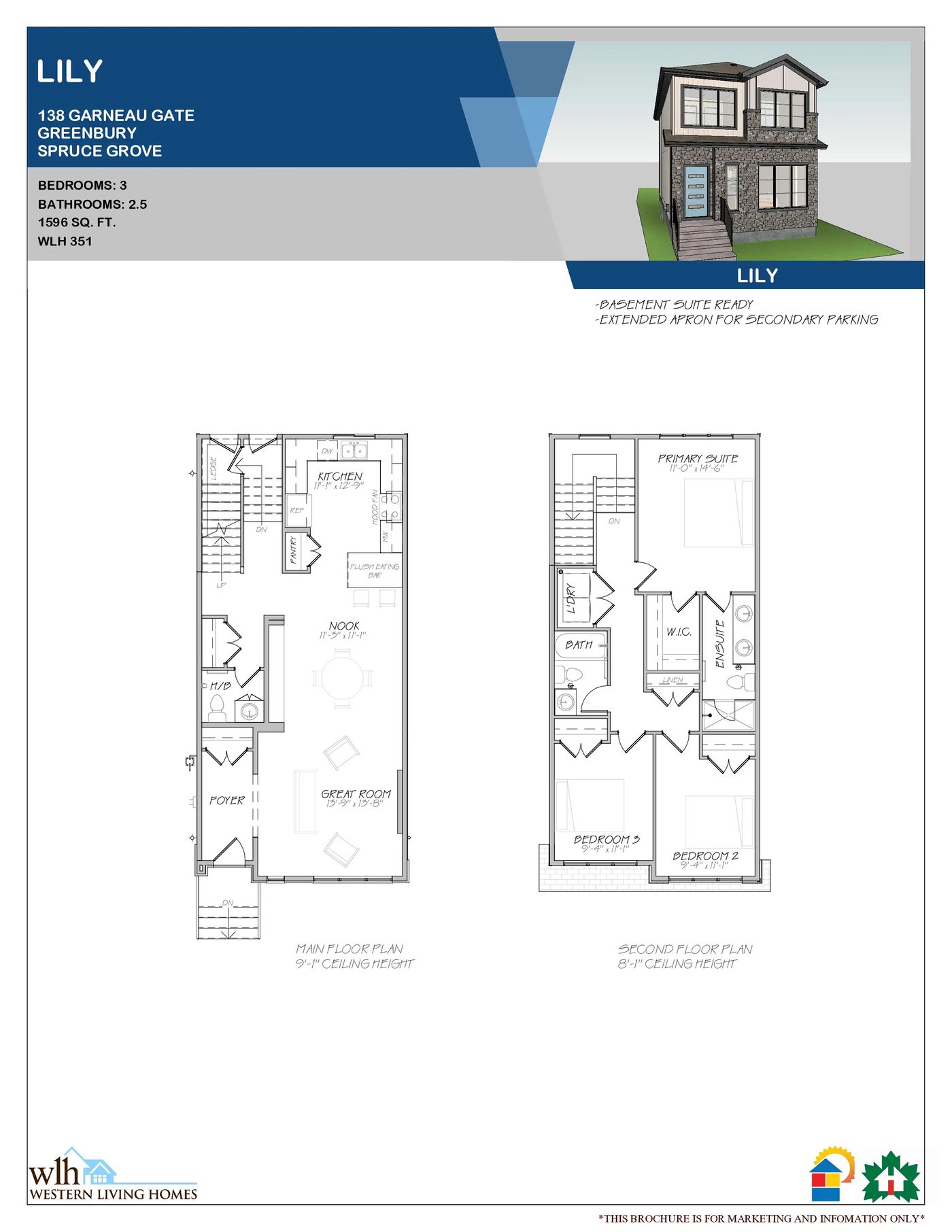 Lily floor plan and 3D elevation