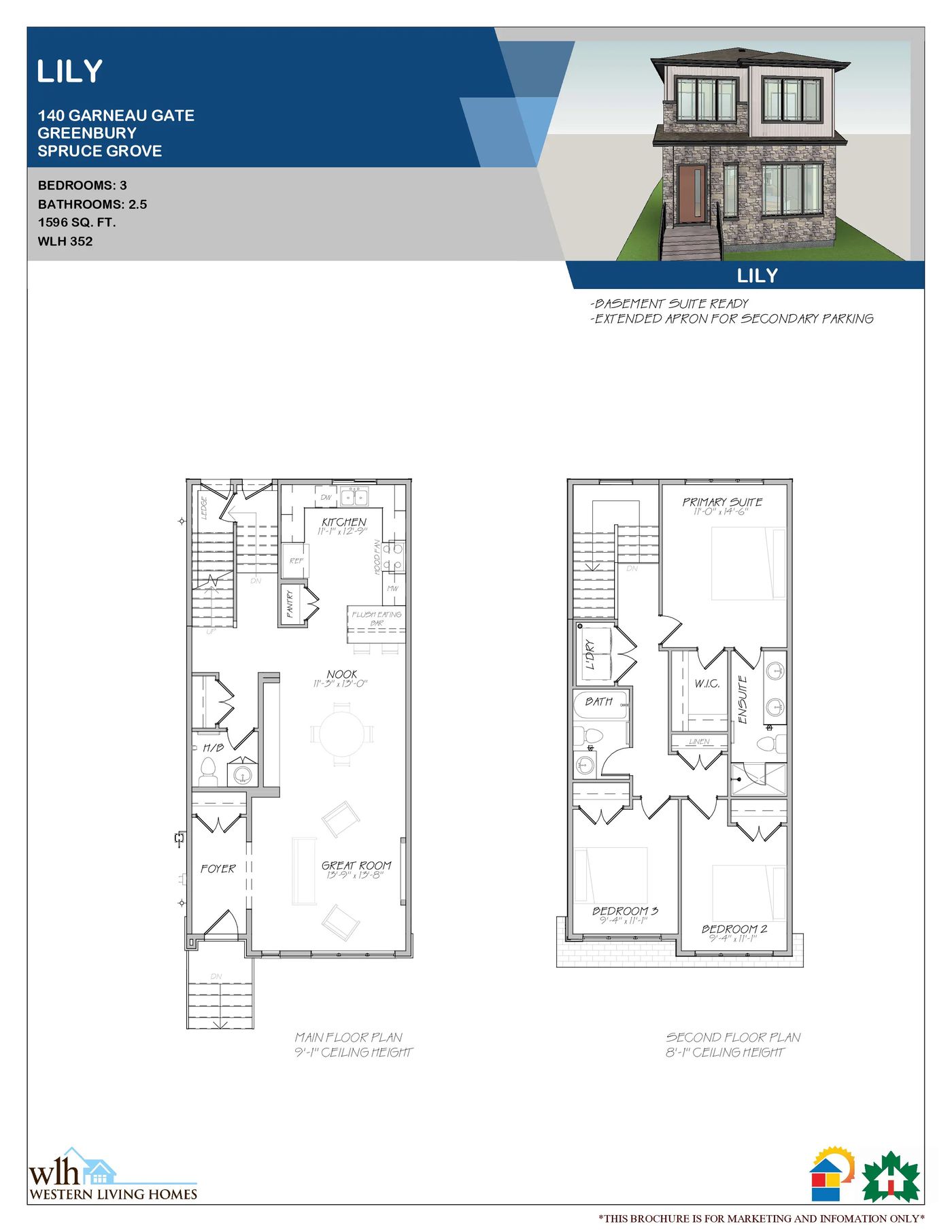 Lily floor plan and 3D elevation