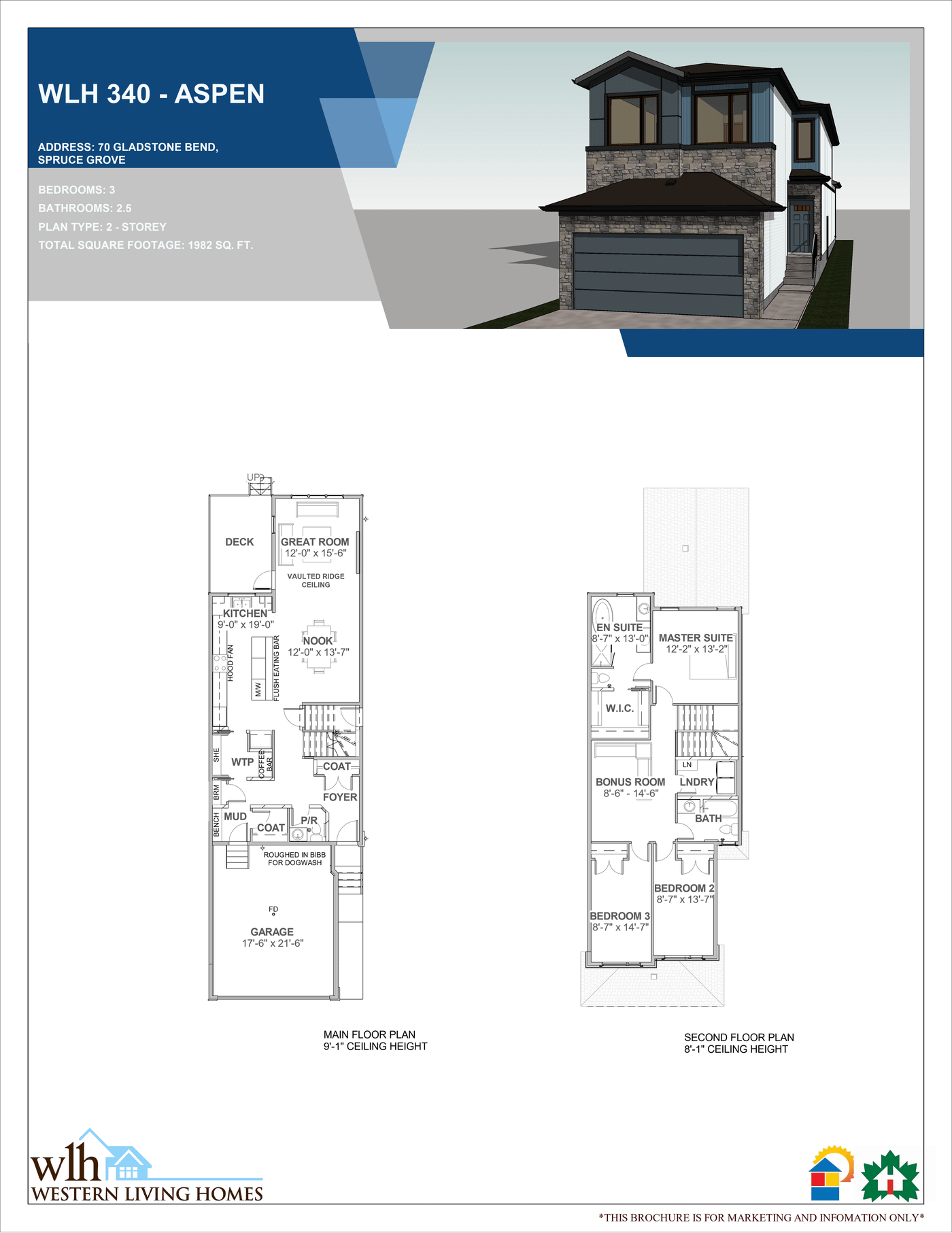 Aspen floor plan and 3D elevation