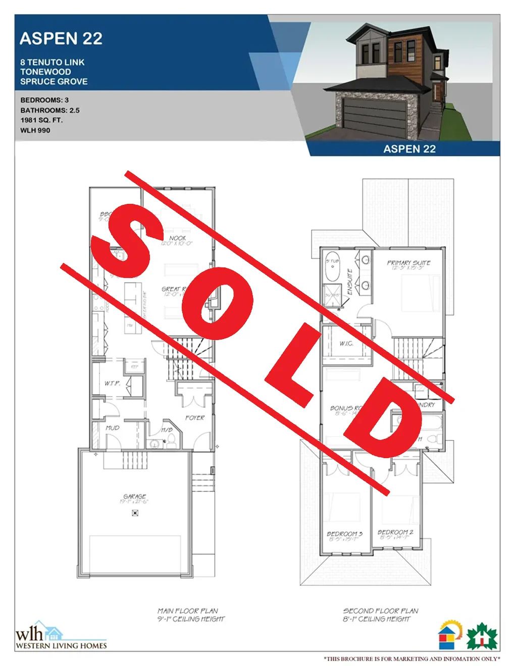 Aspen floor plan and 3D elevation