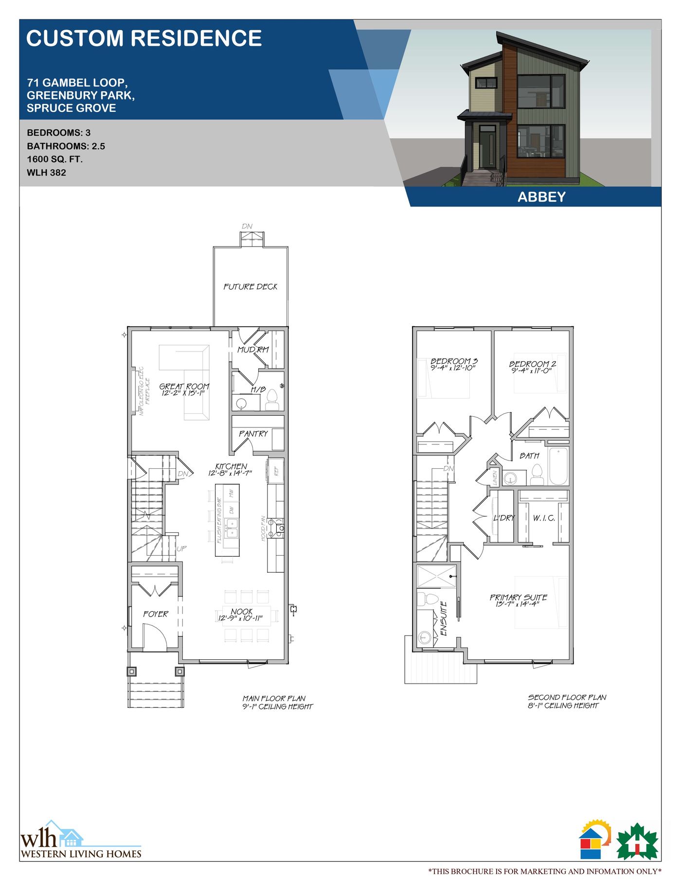 Abbey floor plan and 3D elevation