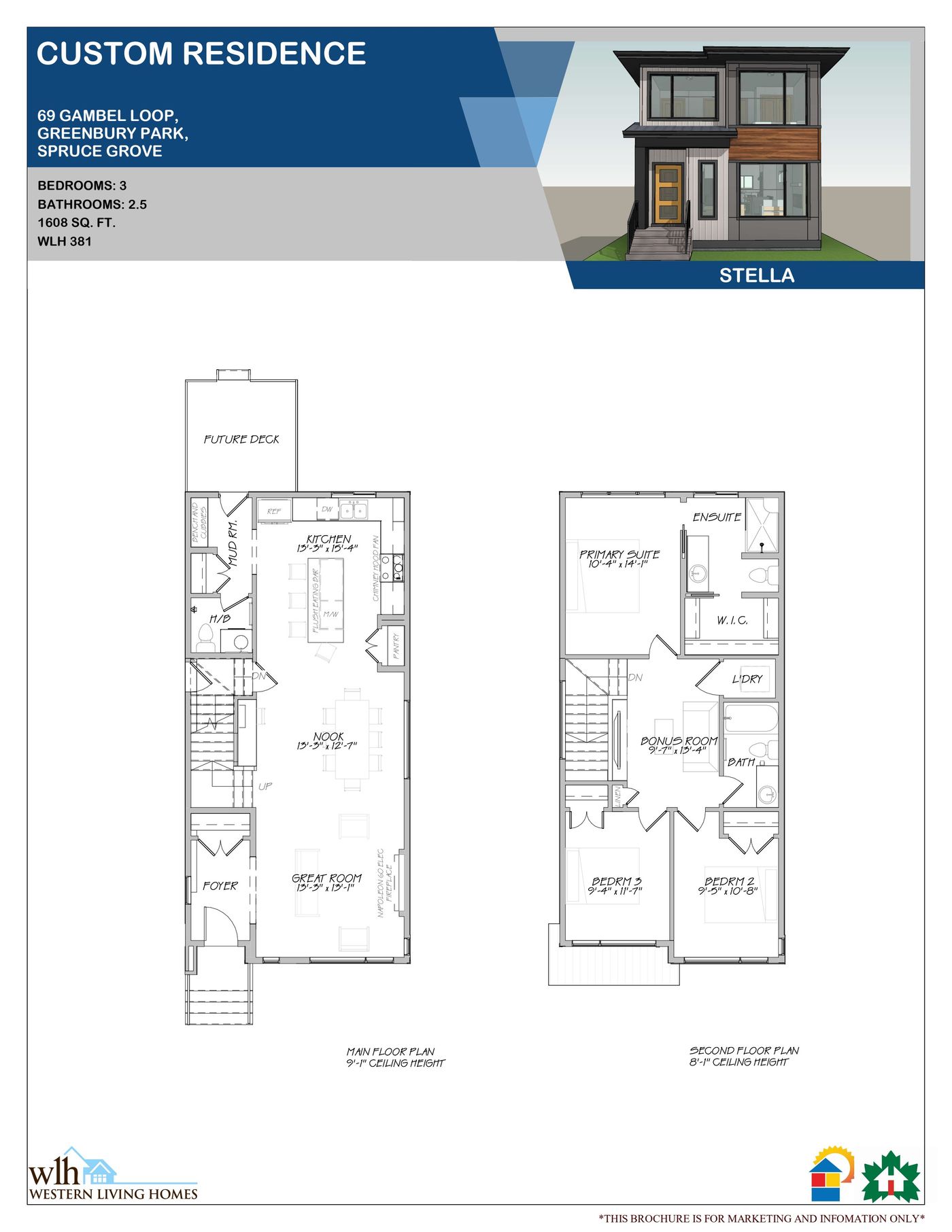 Stella floor plan and 3D elevation