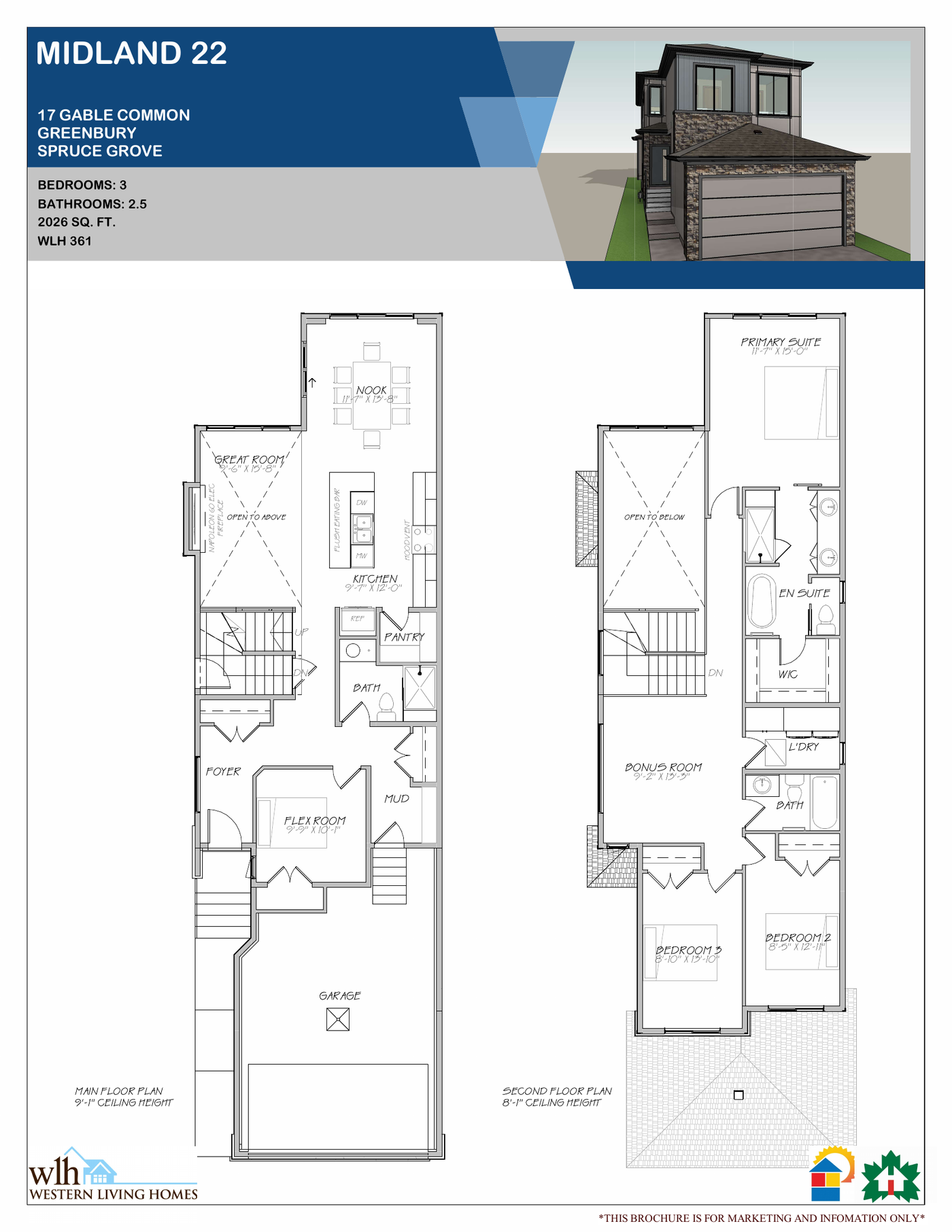 Midland 22 floor plan and 3D elevation