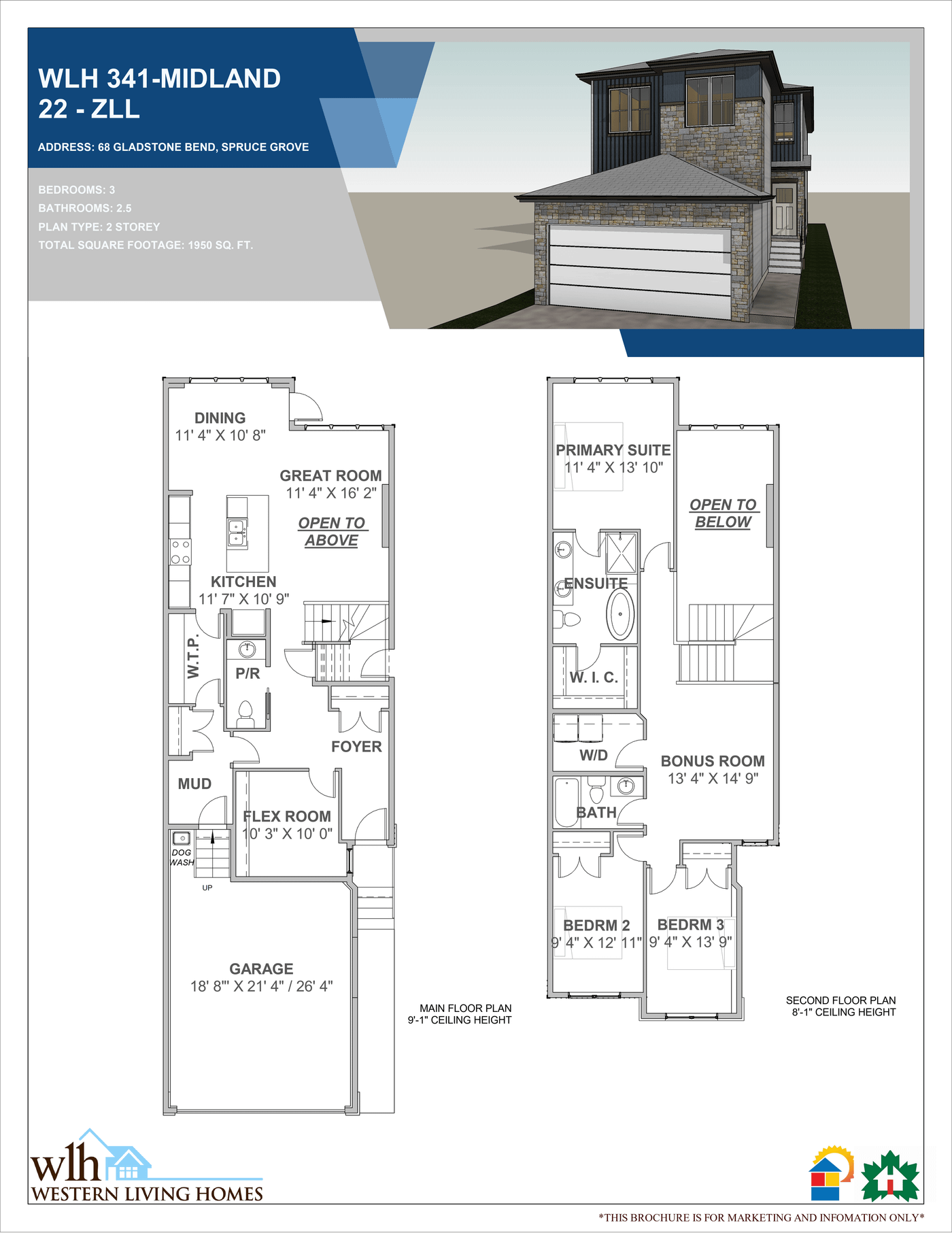 Midland 22 - ZLL floor plan and 3D elevation