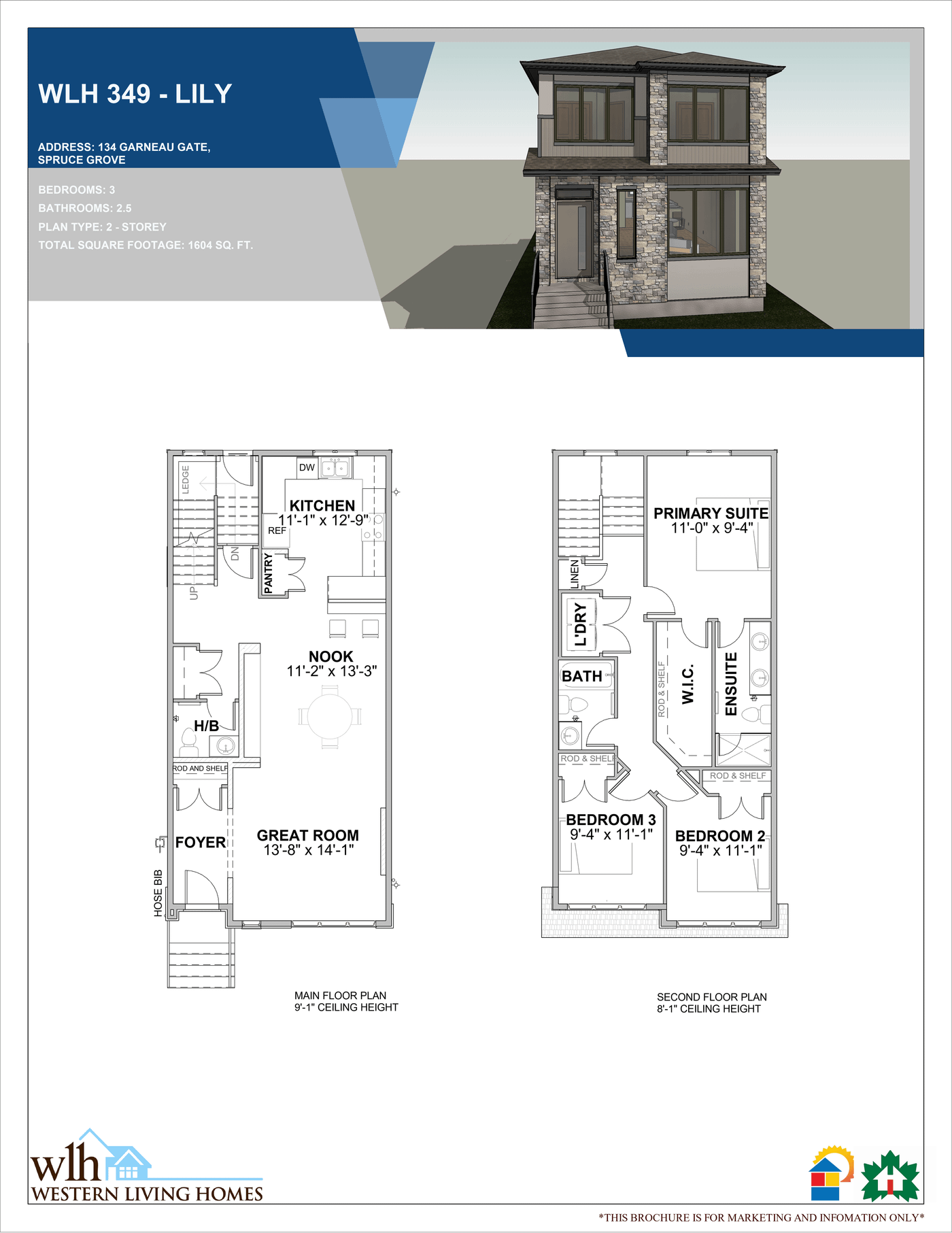 Lily floor plan and 3D elevation